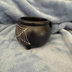 Spritz Black Cauldron Mug with White Spiderweb Accent